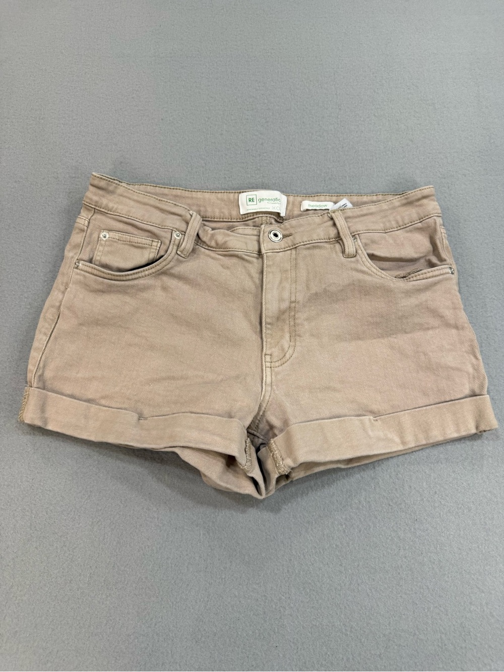 Celebrity Pink Meadow Taupe Roll Cuffed Jean Shorts 11